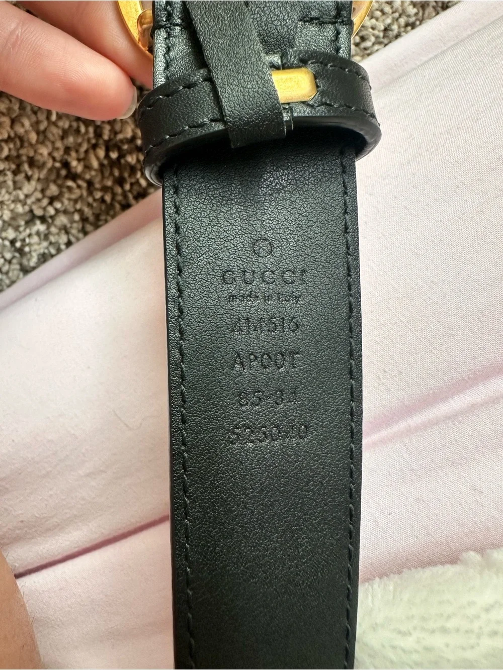 Gucci Black Leather Belt with Gold Double-G Buckle